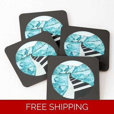 Coasters Black Piano window Logo (set of 4)